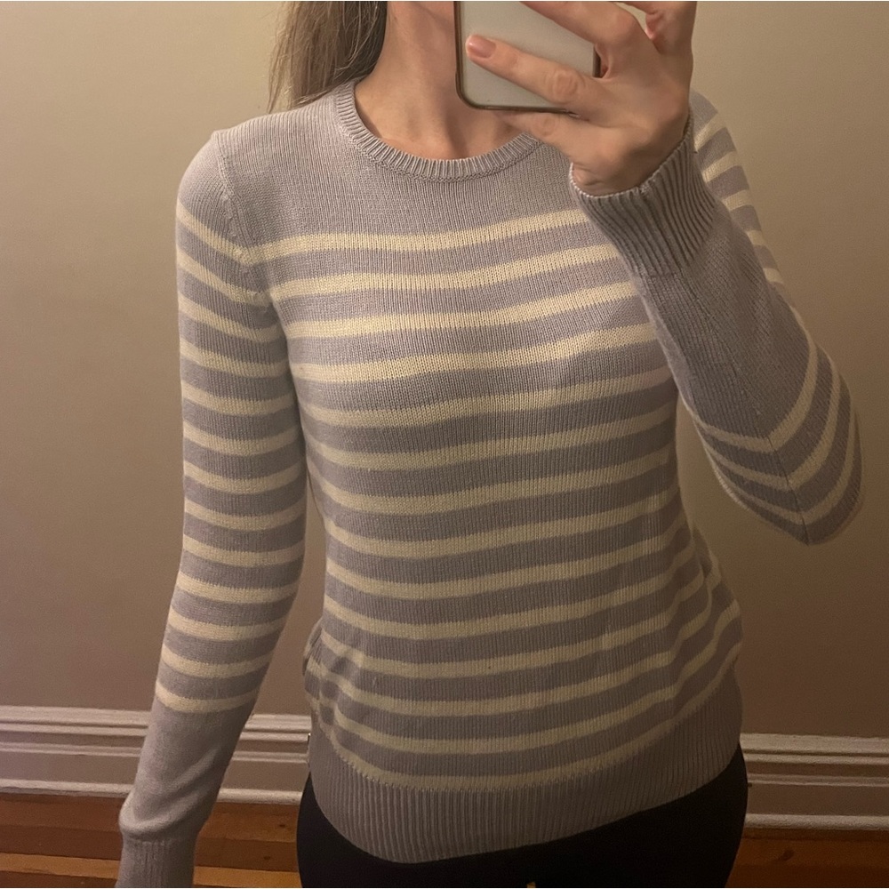 Striped Ann Taylor Sweater, with zip side.